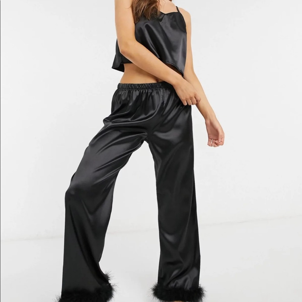 Black silk style pajamas